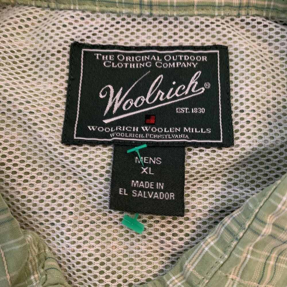 Woolrich Shirt Mens XL Green Plaid Button Down Outdoor Short Sleeve Lightweight - Picture 2 of 7